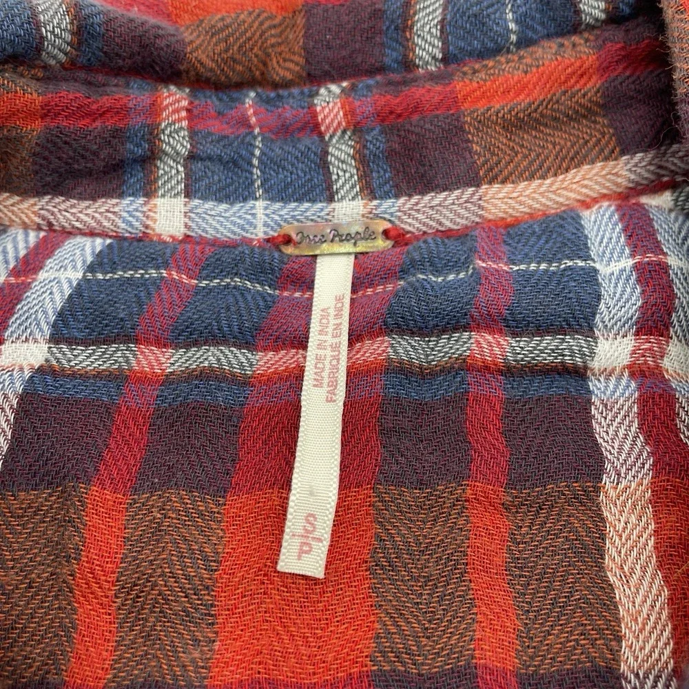 Free People‎ Magical Red Plaid Top Women's Casual Button down Shirt  Size Small
